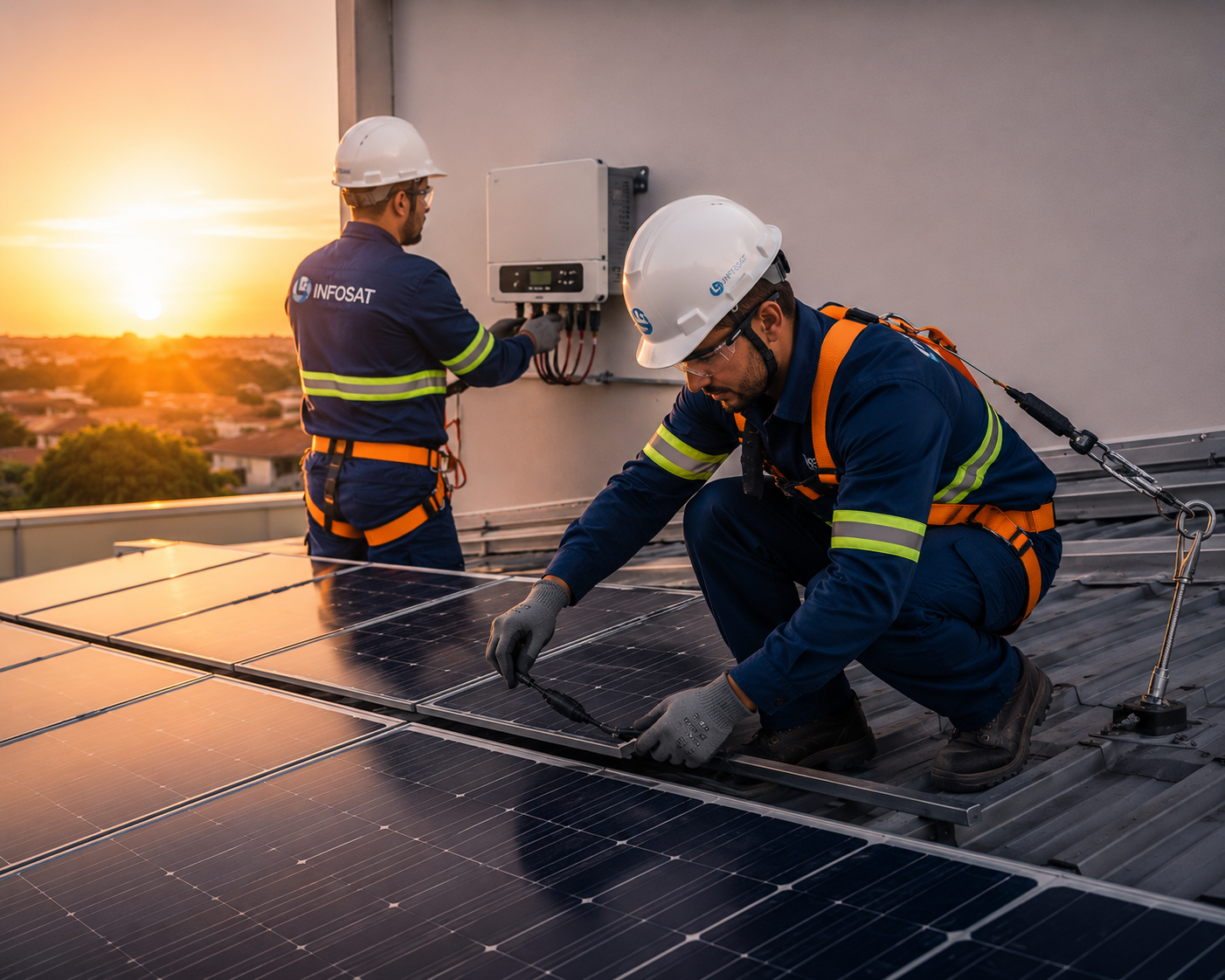 Técnico Infosat em projeto de energia solar
