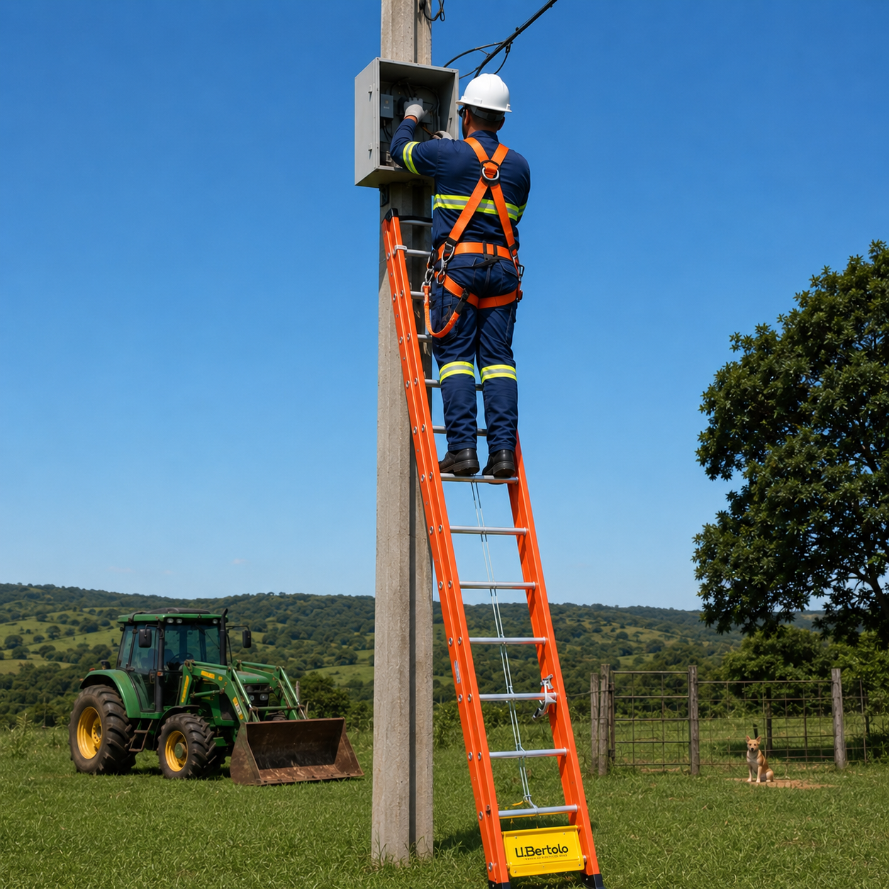 Técnico Infosat em poste rural